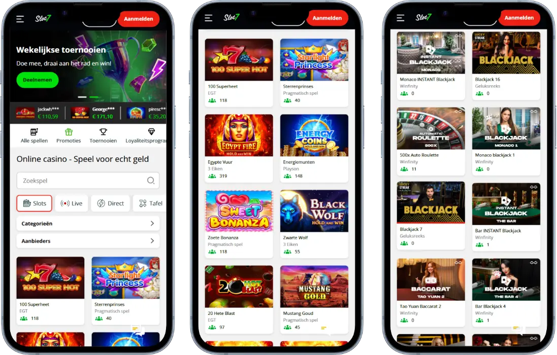 Mobiele versie van Slot7 – speel via browser op Android en iOS zonder app